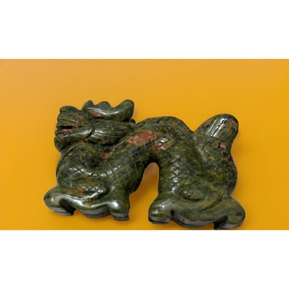 Unakite Feng Shui Stone Carved Animal Natural Rock Mineral Carving Green Pink‎ - Picture 9 of 9